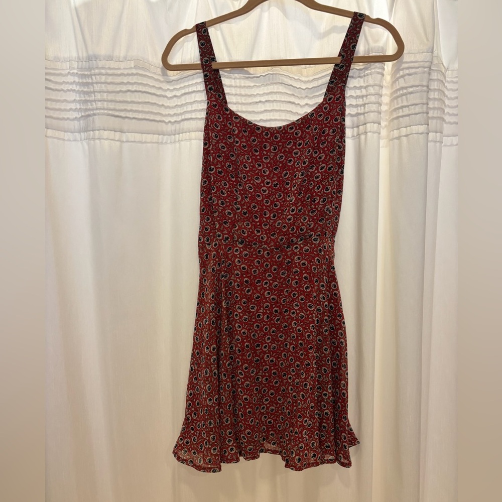 Red flower flowy dress